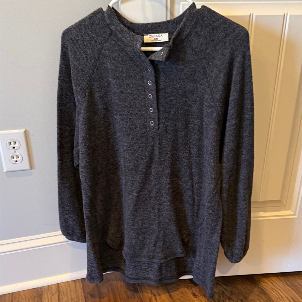 Zenana Outfitters Dark Gray Button Down Shirt